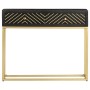 Mesa consola madera maciza de mango negro y dorado 90x30x75cm de vidaXL, Aparadores - Ref: Foro24-286518, Precio: 221,60 €, D...