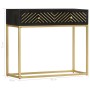 Mesa consola madera maciza de mango negro y dorado 90x30x75cm de vidaXL, Aparadores - Ref: Foro24-286518, Precio: 221,60 €, D...