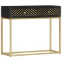 Mesa consola madera maciza de mango negro y dorado 90x30x75cm de vidaXL, Aparadores - Ref: Foro24-286518, Precio: 221,60 €, D...