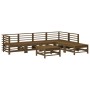 Garden furniture set 7 pieces and honey brown solid wood cushions by vidaXL, Garden sets - Ref: Foro24-3185979, Price: 696,99...