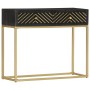 Mesa consola madera maciza de mango negro y dorado 90x30x75cm de vidaXL, Aparadores - Ref: Foro24-286518, Precio: 221,60 €, D...