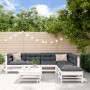 Gartenmöbel-Set 7-teilig und Kissen aus massivem Holz weiß von vidaXL, Gartensets - Ref: Foro24-3185977, Preis: 699,02 €, Rab...