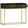 Mesa consola madera maciza de mango negro y dorado 90x30x75cm de vidaXL, Aparadores - Ref: Foro24-286518, Precio: 221,60 €, D...