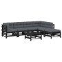 7-piece garden furniture set with solid wood black cushions by vidaXL, Garden sets - Ref: Foro24-3185980, Price: 729,03 €, Di...