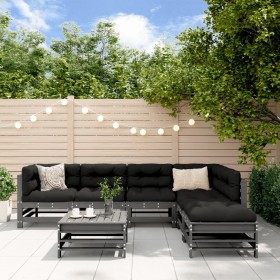 Garden furniture set 7 pieces and gray solid wood cushions by vidaXL, Garden sets - Ref: Foro24-3185978, Price: 695,99 €, Dis...