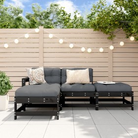 4-piece garden furniture set with black solid wood cushions by vidaXL, Garden sets - Ref: Foro24-3186022, Price: 332,99 €, Di...