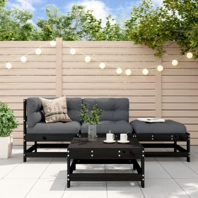 4-piece garden furniture set with black solid wood cushions by vidaXL, Garden sets - Ref: Foro24-3186029, Price: 376,99 €, Di...