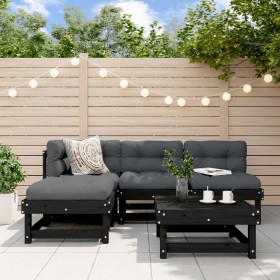 5-piece garden furniture set with black solid wood cushions by vidaXL, Garden sets - Ref: Foro24-3186043, Price: 441,99 €, Di...