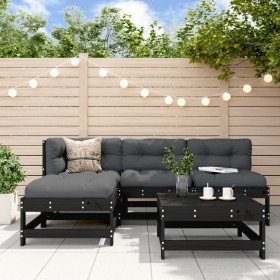 5-piece garden furniture set with solid wood black cushions by vidaXL, Garden sets - Ref: Foro24-3186050, Price: 459,99 €, Di...