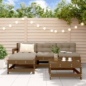 Garden furniture set 5 pieces and honey brown solid wood cushions by vidaXL, Garden sets - Ref: Foro24-3186063, Price: 443,99...