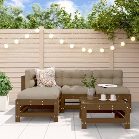 Garden furniture set 5 pieces and honey brown solid wood cushions by vidaXL, Garden sets - Ref: Foro24-3186070, Price: 476,99...