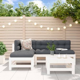 5-piece garden furniture set and white solid wood cushions by vidaXL, Garden sets - Ref: Foro24-3186068, Price: 476,99 €, Dis...