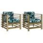 Garden armchairs with cushions 2 pcs impregnated pine wood by vidaXL, Modular outdoor sofas - Ref: Foro24-825680, Price: 150,...