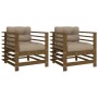 Garden armchairs cushions 2 pcs solid pine wood honey brown by vidaXL, Modular outdoor sofas - Ref: Foro24-825677, Price: 168...