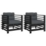 Garden armchairs with cushions 2 pcs solid black pine wood by vidaXL, Modular outdoor sofas - Ref: Foro24-825678, Price: 227,...