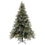 Weihnachtsbaum mit Lichtern und Tannenzapfen PVC PE grün und weiß 120 cm von vidaXL, Weihnachtsbäume - Ref: Foro24-3094563, P...