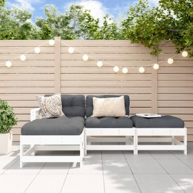 4-piece garden furniture set with solid white wood cushions by vidaXL, Garden sets - Ref: Foro24-3186019, Price: 333,28 €, Di...