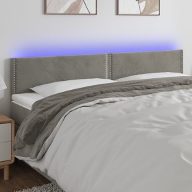 Cabecero con LED de terciopelo gris claro 200x5x78/88 cm de vidaXL, Cabeceros y pies de cama - Ref: Foro24-3121538, Precio: 6...