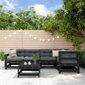 Garden furniture set 6 pieces and black solid wood cushions by vidaXL, Garden sets - Ref: Foro24-3186001, Price: 558,99 €, Di...