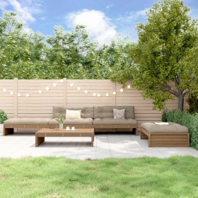 Garden furniture set 5 pieces and honey brown solid wood cushions by vidaXL, Garden sets - Ref: Foro24-3186147, Price: 940,99...