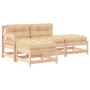 4-piece garden furniture set and solid wood cushions by vidaXL, Garden sets - Ref: Foro24-3186018, Price: 309,54 €, Discount: %