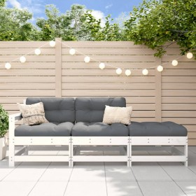 3-piece garden sofa set with solid white wood cushions by vidaXL, Modular outdoor sofas - Ref: Foro24-825598, Price: 248,98 €...