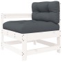 Gartensofa-Set 3-teilig und Kissen aus massivem Holz weiß von vidaXL, Modulare Sofas für den Außenbereich - Ref: Foro24-82559...