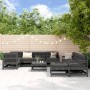 10-piece garden furniture set with solid gray wood cushions by vidaXL, Garden sets - Ref: Foro24-3186090, Price: 953,40 €, Di...