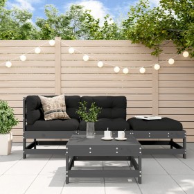 4-piece garden furniture set with solid wood gray cushions by vidaXL, Garden sets - Ref: Foro24-3186027, Price: 361,79 €, Dis...