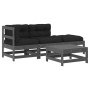 4-piece garden furniture set with solid wood gray cushions by vidaXL, Garden sets - Ref: Foro24-3186027, Price: 362,09 €, Dis...