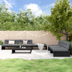 6-piece garden furniture set with solid wood black cushions by vidaXL, Garden sets - Ref: Foro24-3186155, Price: 1,00 €, Disc...