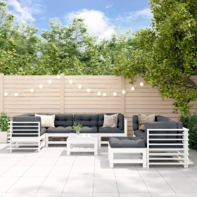 Garden furniture set 10 pieces and white solid wood cushions by vidaXL, Garden sets - Ref: Foro24-3186096, Price: 1,00 €, Dis...