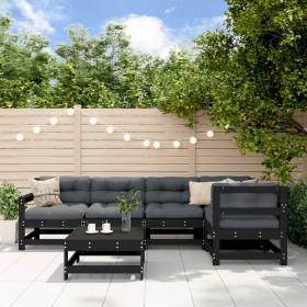 6-piece garden furniture set with solid wood black cushions by vidaXL, Garden sets - Ref: Foro24-3185994, Price: 558,99 €, Di...