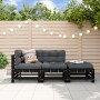 3-piece garden sofa set with black solid wood cushions by vidaXL, Garden sets - Ref: Foro24-3186036, Price: 320,01 €, Discoun...