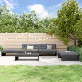 5-piece garden furniture set with solid wood black cushions by vidaXL, Garden sets - Ref: Foro24-3186148, Price: 941,99 €, Di...