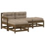 Garden furniture set 4 pieces and honey brown solid wood cushions by vidaXL, Garden sets - Ref: Foro24-3186021, Price: 359,90...