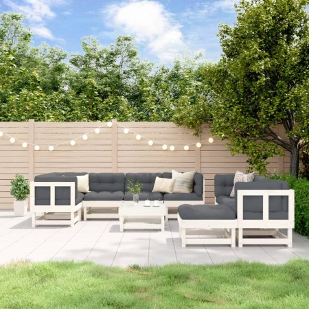 Garden furniture set 10 pieces and white solid wood cushions by vidaXL, Garden sets - Ref: Foro24-3186075, Price: 961,21 €, D...