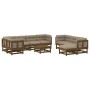 Set muebles jardín 10 pzas y cojines madera maciza marrón miel de vidaXL, Conjuntos de jardín - Ref: Foro24-3186077, Precio: ...