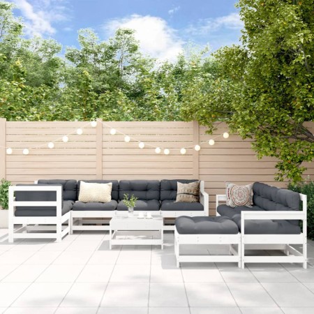 Garden furniture set 10 pieces and white solid wood cushions by vidaXL, Garden sets - Ref: Foro24-3186082, Price: 936,12 €, D...