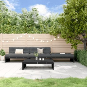 4-piece garden furniture set with solid wood black cushions by vidaXL, Garden sets - Ref: Foro24-3186141, Price: 737,99 €, Di...