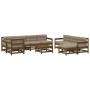 Garden furniture set 10 pieces and honey brown solid wood cushions by vidaXL, Garden sets - Ref: Foro24-3186091, Price: 973,9...