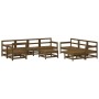 Garden furniture set 10 pieces and honey brown solid wood cushions by vidaXL, Garden sets - Ref: Foro24-3186091, Price: 973,9...