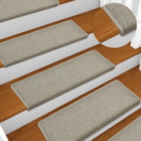 Alfombras de peldaños de escalera 15 uds gris claro 65x21x4 cm de vidaXL, Alfombrillas para escalones - Ref: Foro24-134570, P...