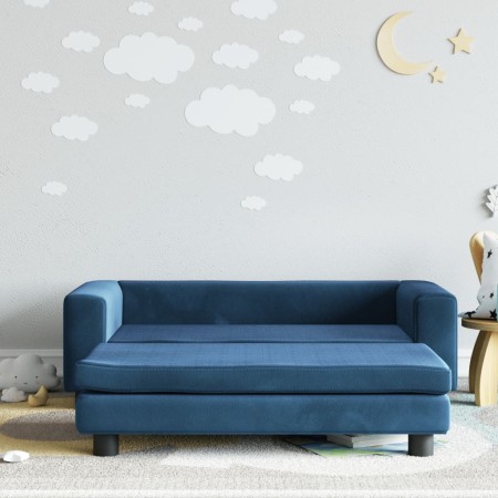 Children's sofa with footrest in blue velvet 100x50x30 cm by vidaXL, Baby and Toddler Furniture - Ref: Foro24-3196407, Price:...