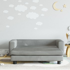 Kindersofa und Fußhocker aus hellgrauem Samt, 100 x 50 x 30 cm von vidaXL, Baby- und Kleinkindmöbel - Ref: Foro24-3196408, Pr...