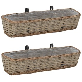 Balcony planter 2 pcs wicker with PE lining 80 cm by vidaXL, Pots and planters - Ref: Foro24-287642, Price: 48,99 €, Discount: %