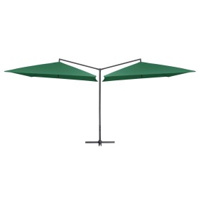 Double green steel pole garden umbrella 250x250 cm by vidaXL, Umbrellas - Ref: Foro24-47320, Price: 134,93 €, Discount: %