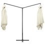 Double garden umbrella with white steel pole, sand color, 250x250 cm. by vidaXL, Umbrellas - Ref: Foro24-47321, Price: 128,61...