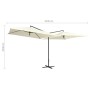 Double garden umbrella with white steel pole, sand color, 250x250 cm. by vidaXL, Umbrellas - Ref: Foro24-47321, Price: 128,61...