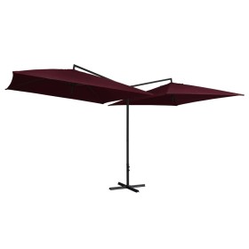 Double umbrella with burgundy red steel pole 250x250 cm by vidaXL, Umbrellas - Ref: Foro24-47324, Price: 127,73 €, Discount: %